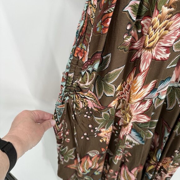 FARM RIO ANTHROPOLOGIE valentina dress maxi kimono sleeve floral boho chic L - Picture 9 of 12